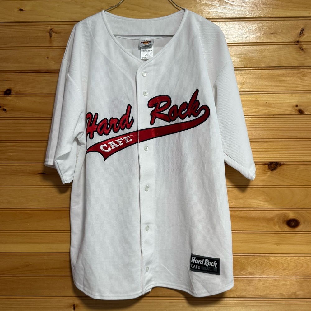 Hard Rock Cafe St. Louis White and Red Baseball Jersey Shirt Large